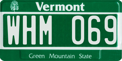 VT license plate WHM069