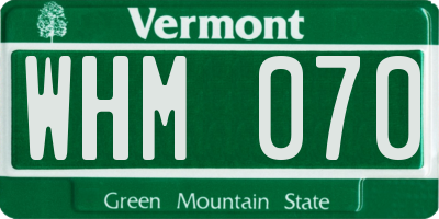 VT license plate WHM070