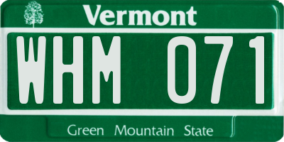 VT license plate WHM071