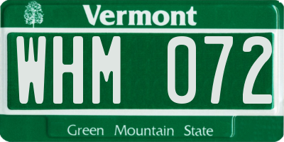 VT license plate WHM072