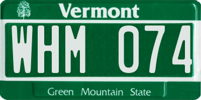 VT license plate WHM074