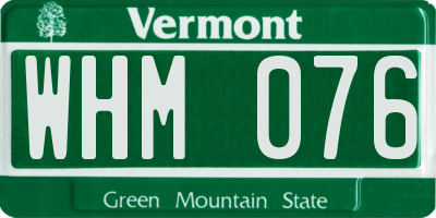 VT license plate WHM076