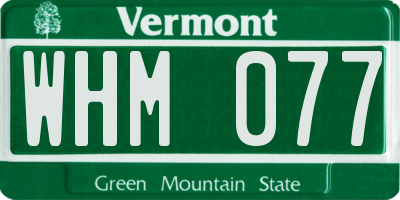 VT license plate WHM077