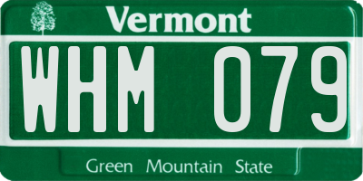VT license plate WHM079