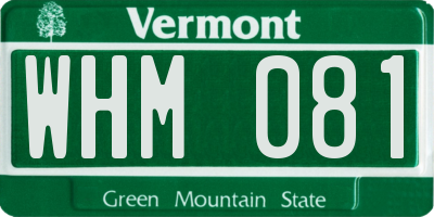 VT license plate WHM081