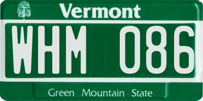 VT license plate WHM086