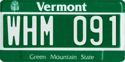 VT license plate WHM091