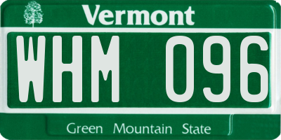 VT license plate WHM096