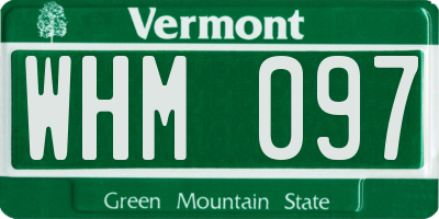 VT license plate WHM097