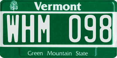 VT license plate WHM098