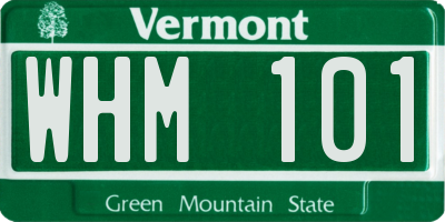 VT license plate WHM101