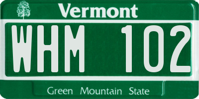 VT license plate WHM102
