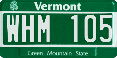 VT license plate WHM105