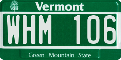 VT license plate WHM106