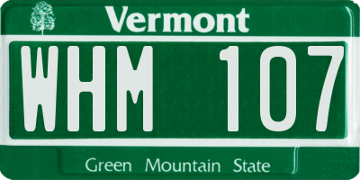 VT license plate WHM107