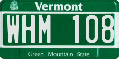 VT license plate WHM108