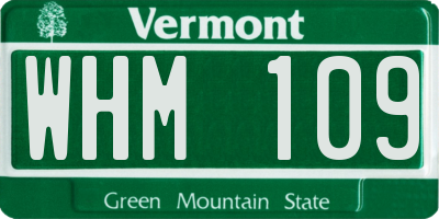 VT license plate WHM109