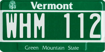 VT license plate WHM112