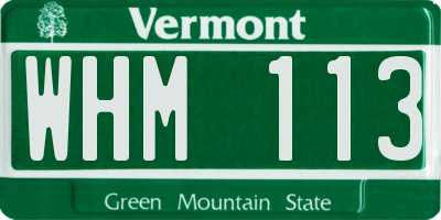 VT license plate WHM113