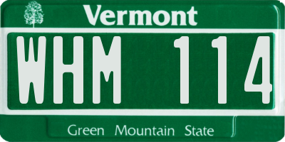 VT license plate WHM114