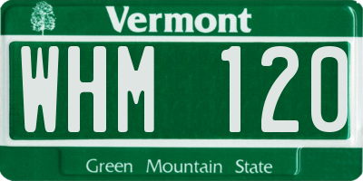 VT license plate WHM120