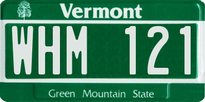 VT license plate WHM121