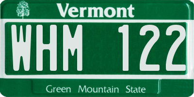 VT license plate WHM122