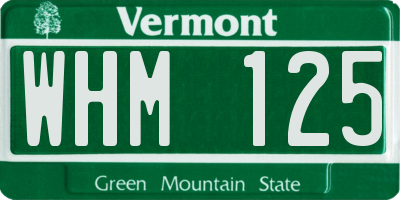 VT license plate WHM125