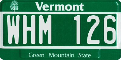VT license plate WHM126