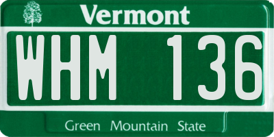VT license plate WHM136