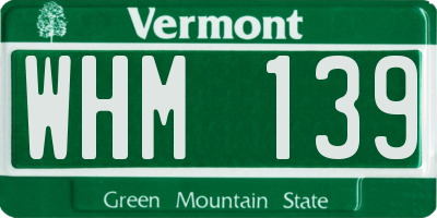 VT license plate WHM139