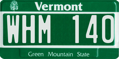 VT license plate WHM140