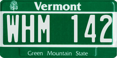 VT license plate WHM142