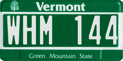 VT license plate WHM144