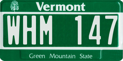 VT license plate WHM147
