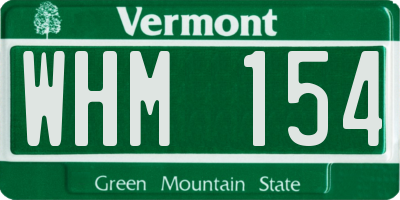 VT license plate WHM154