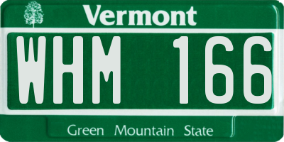 VT license plate WHM166