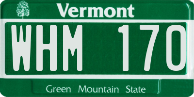 VT license plate WHM170