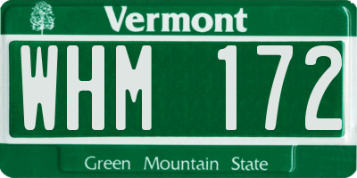 VT license plate WHM172