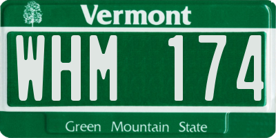 VT license plate WHM174