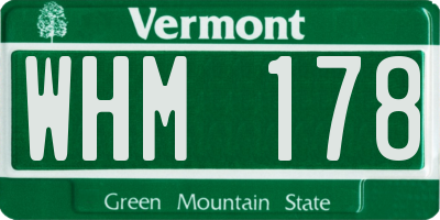 VT license plate WHM178