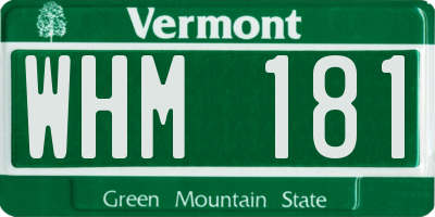VT license plate WHM181