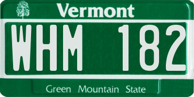 VT license plate WHM182