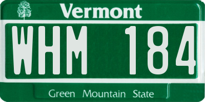 VT license plate WHM184