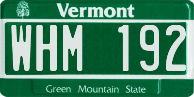 VT license plate WHM192