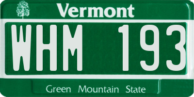 VT license plate WHM193