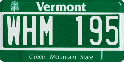 VT license plate WHM195