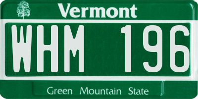 VT license plate WHM196