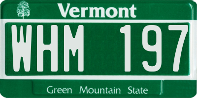 VT license plate WHM197