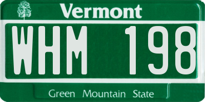 VT license plate WHM198
